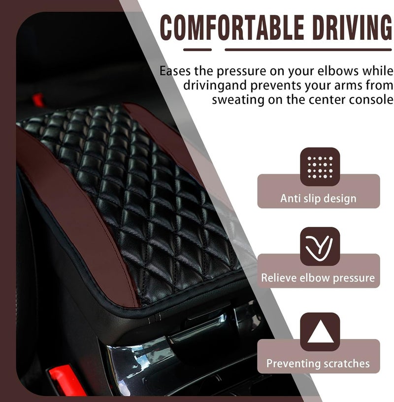 Couslcd Auto Center Console Pad, Universal Waterproof Armrest Seat Box Cover, Car Interior Accessories, Leather Auto Armrest Cover Protector for Most Vehicle, SUV, Truck (Brown) - Image 4